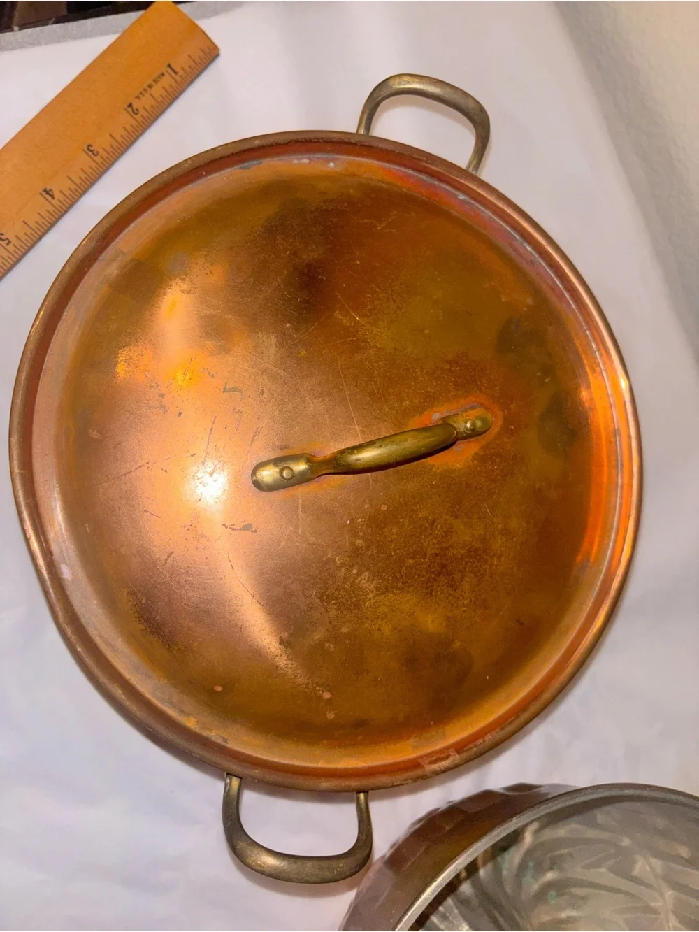 Copper Dutch Oven Pot Tagus Portugal with Lid and unbranded Bundt Cake Pan Mold